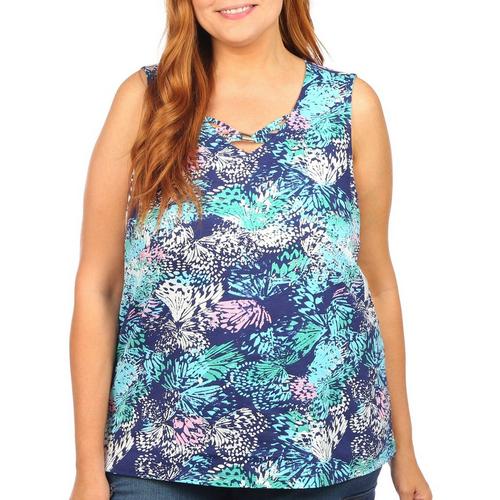Coral Bay Plus Abstract Butterfly Print Sleeveless Top