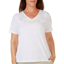 Coral Bay Plus Butterfly Embroidered Short Sleeve Top