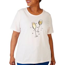 Plus Embellished Champagne Flutes Short Sleeve Top