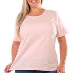 Coral Bay Plus Solid Jewel  Neck Short Sleeve Top