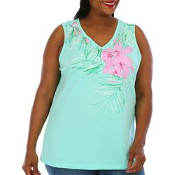Coral Bay Plus Embellished Floral Print Sleeveless Top