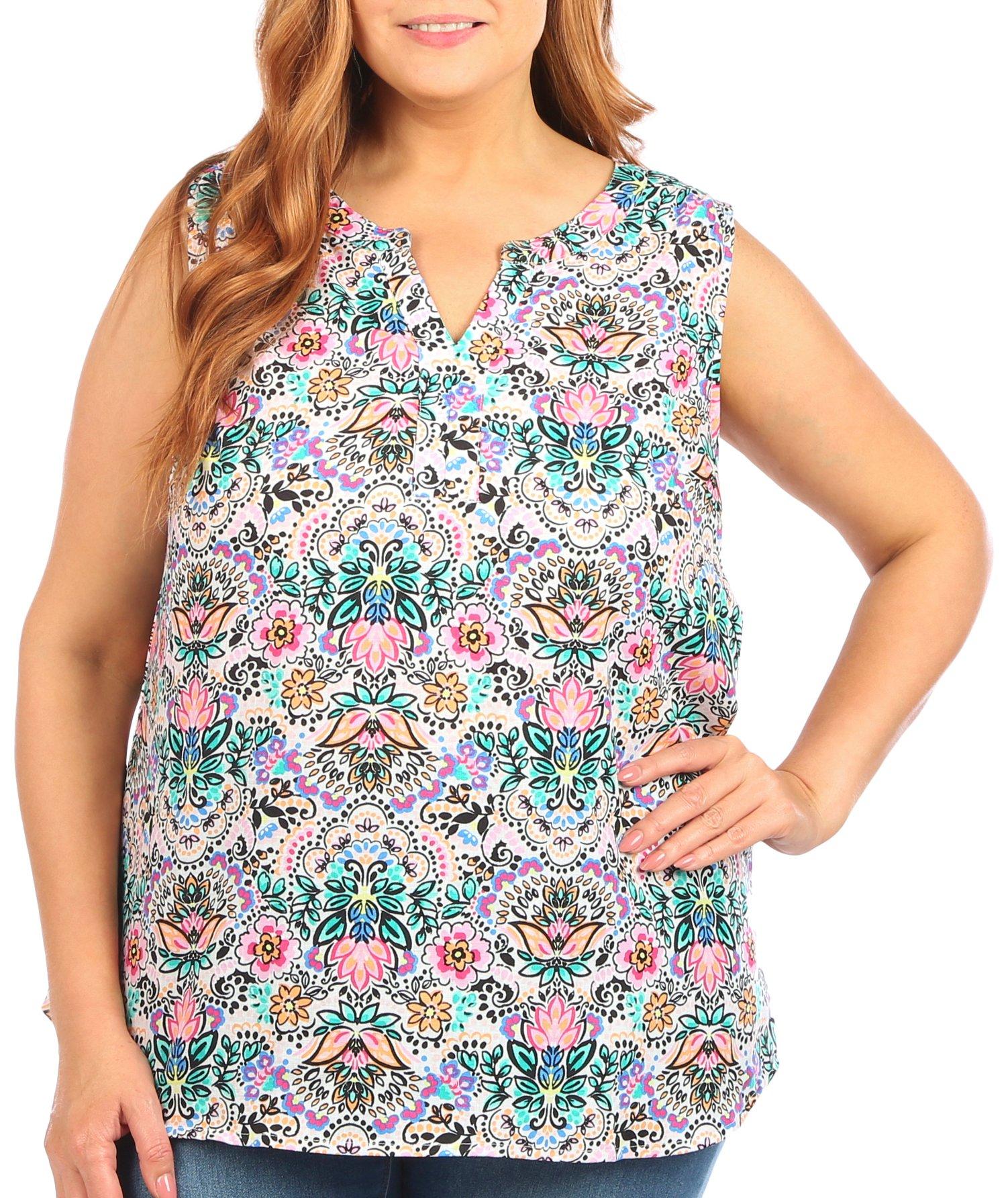 Coral Bay Plus Floral Print Sleeveless Top