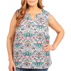 Coral Bay Womens Floral Print Sleeveless Top