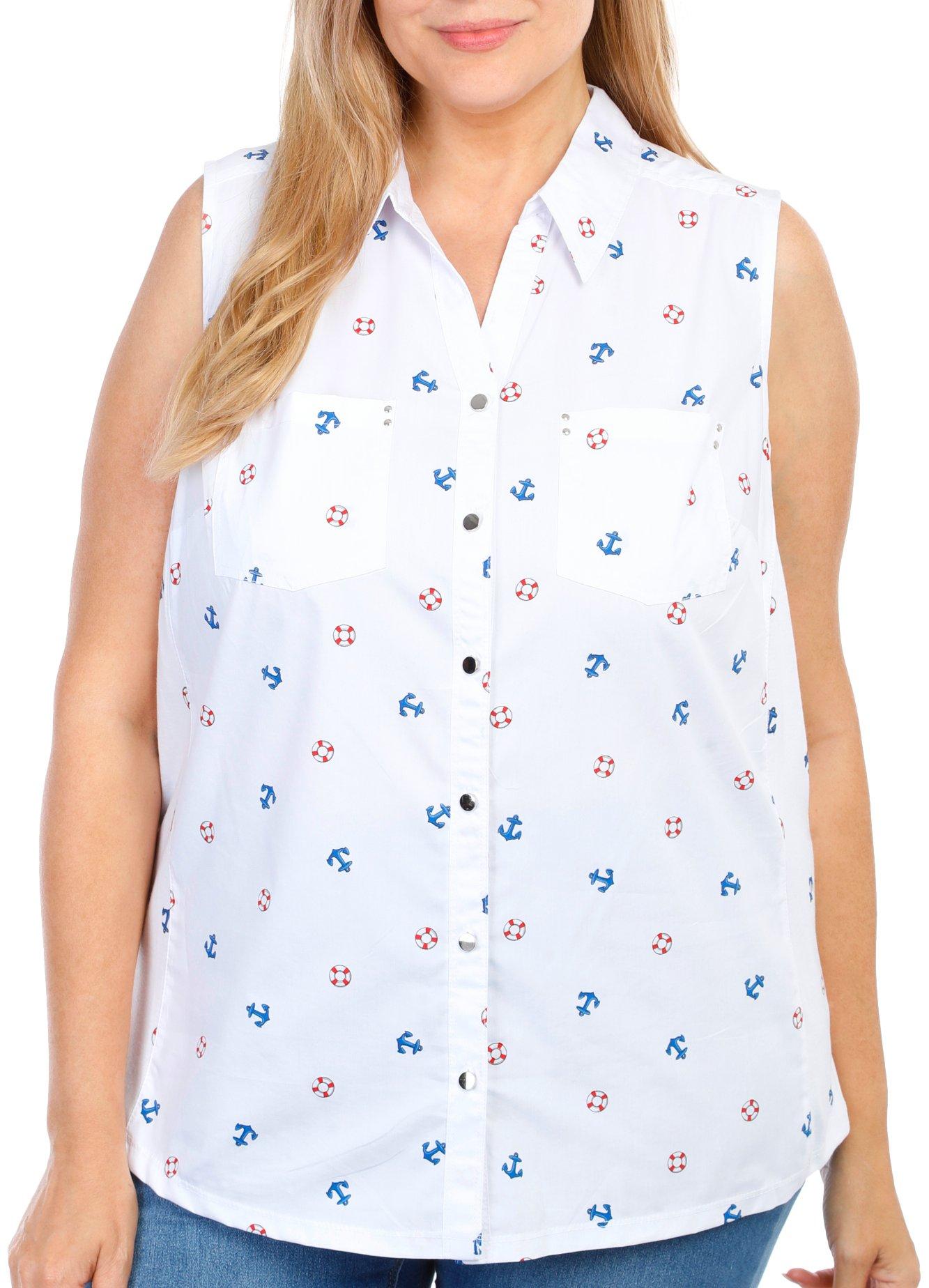Plus Sleeveless Nautical Knit To Fit Top