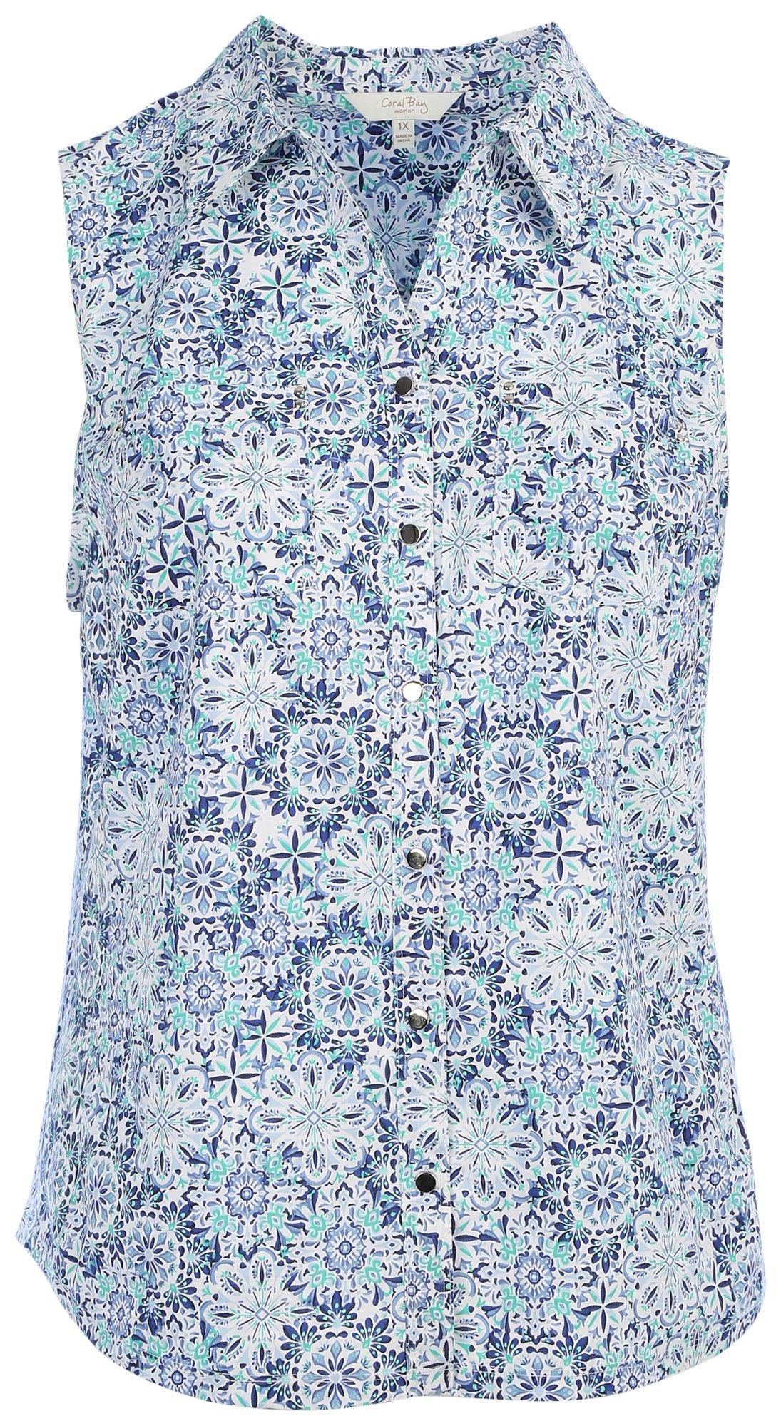 Coral Bay Plus Print Knit To Fit Sleeveless Top