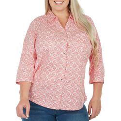 Coral Bay Plus Medallion Knit To Fit 3/4 Sleeve Top