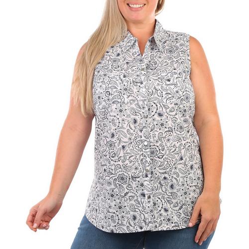 Coral Bay Plus Paisley Knit2Fit Button Down Sleeveless