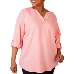 Coral Bay Plus Solid Color 3/4 Length Sleeve Top