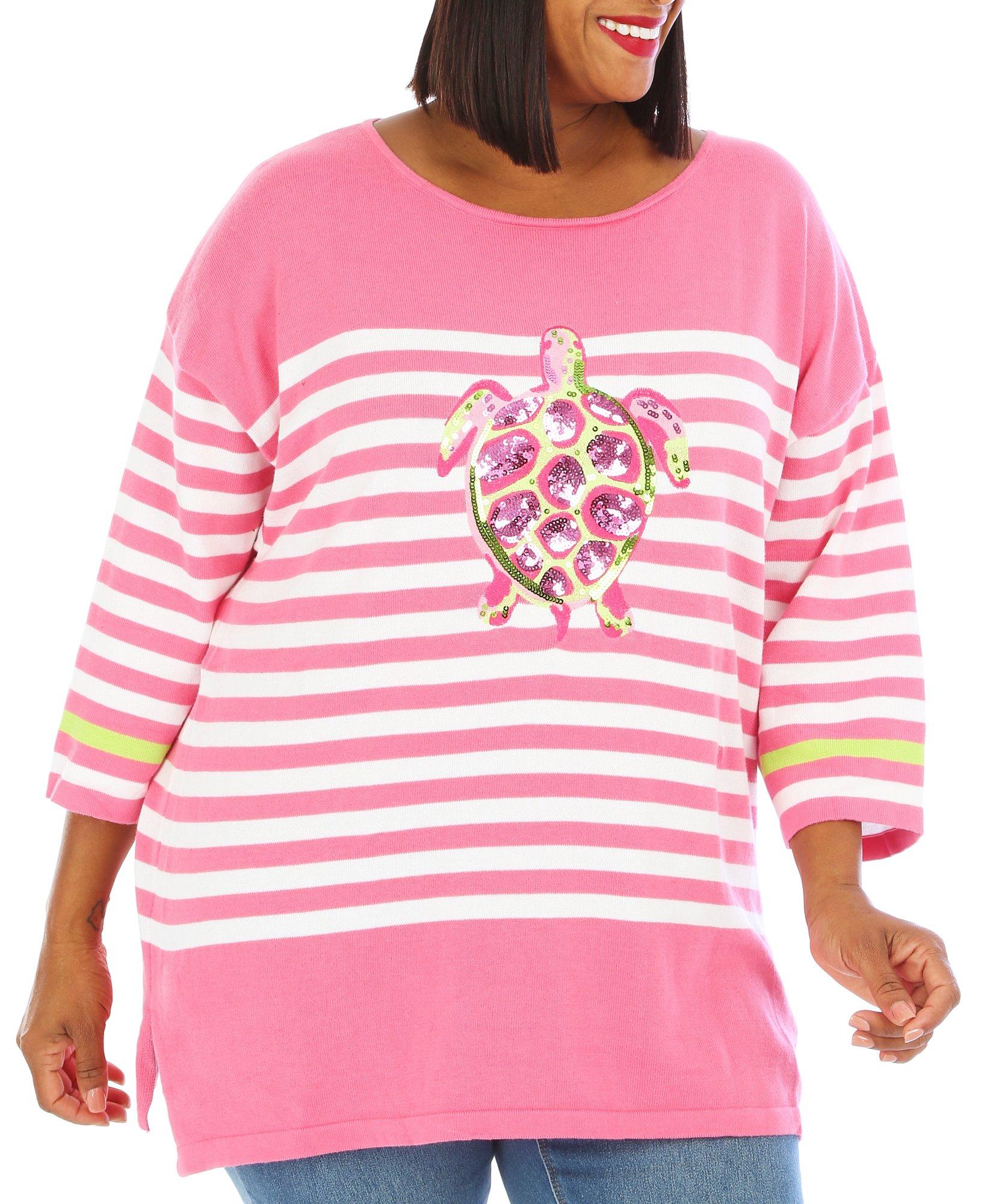 Haritage Charm Plus Sea Turtle 3/4 Sleeve Sweater