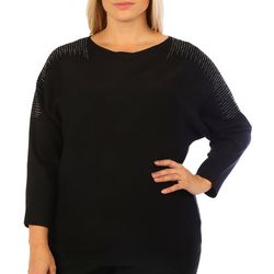 Birch NY Plus Shoulder Bling Long Sleeve Sweater