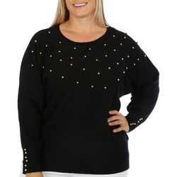 BIRCH NY Plus Embellished Jewel Long Sleeve Sweater
