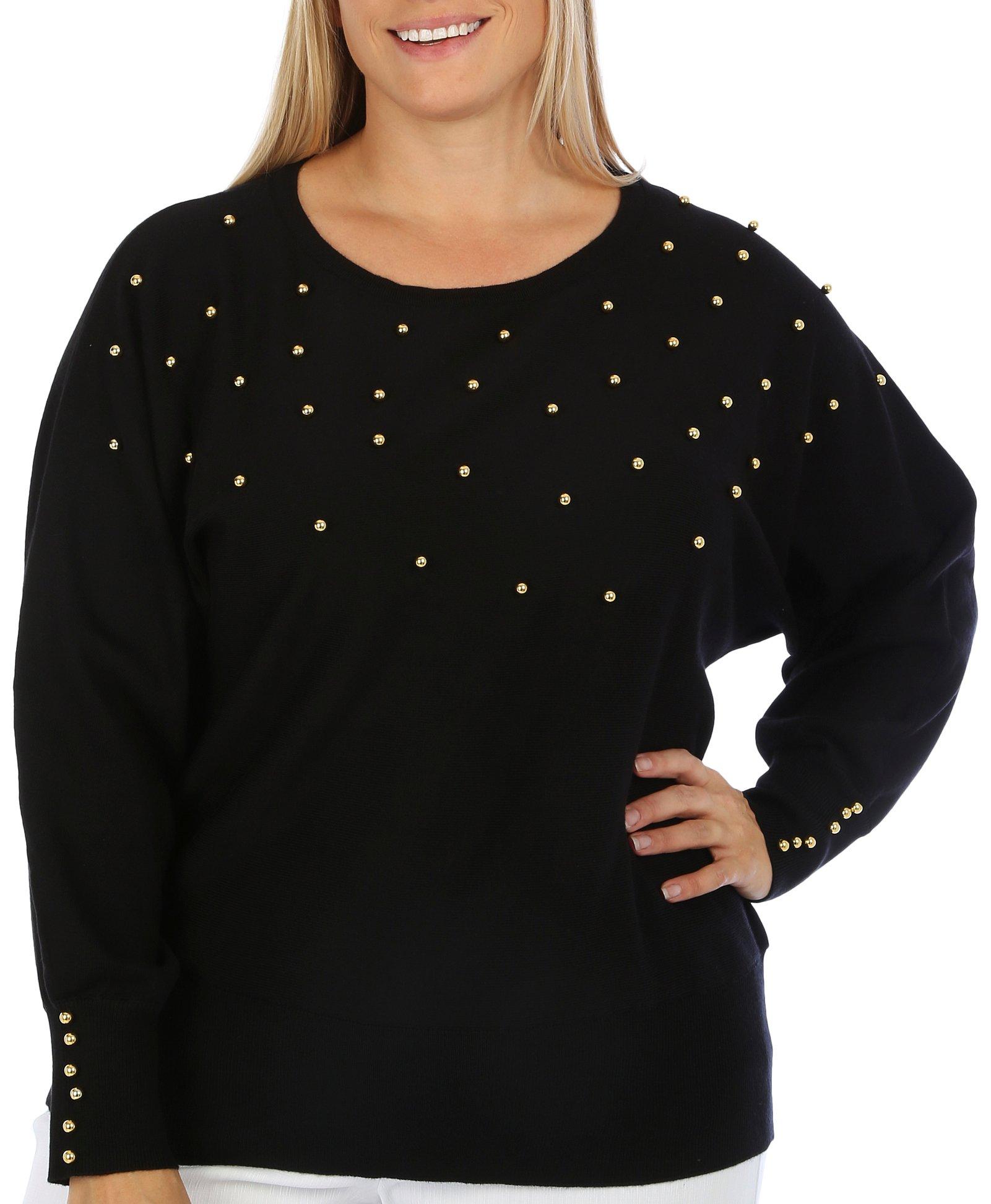 Plus Embellished Jewel Long Sleeve Sweater