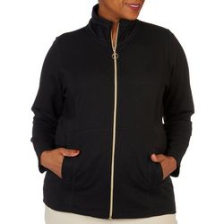 Coral Bay Plus Solid Full Zipper Panel Waist Jacket