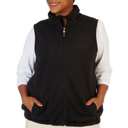Coral Bay Plus Solid Waffle Knit Full Zipper Vest