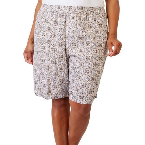 Coral Bay Plus 9 in. Print Woven Shorts