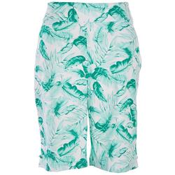 Plus 11 in. Fronds Print Grommet With Tab Shorts