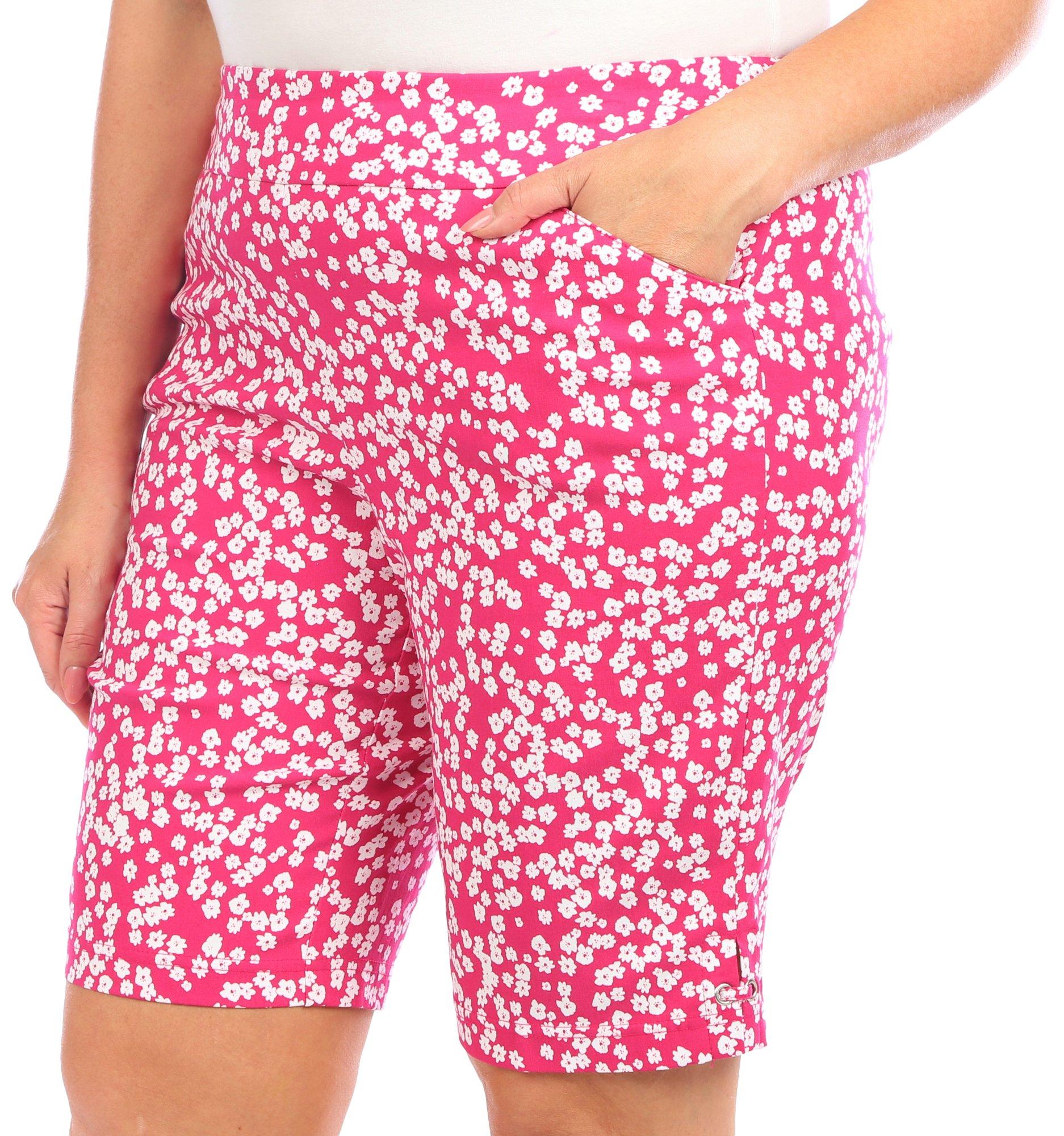 Coral Bay Plus 12 in. Floral Pull On Grommet Shorts
