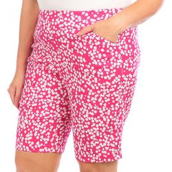 Coral Bay Plus 12 in. Floral Pull On Grommet Shorts
