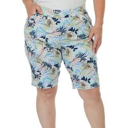 Coral Bay Plus Cateye 11 in. Spa Print Pull On Shorts