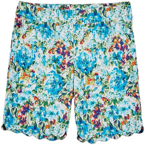 Coral Bay Plus Floral Scalloped Hem Shorts