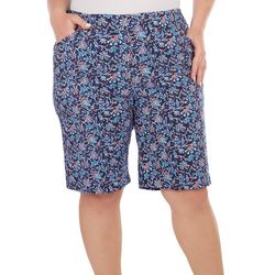 Coral Bay Plus Floral Print 11 in. Cateye Shorts