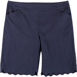 Coral Bay Womens Plus Solid Scalloped Hem Shorts