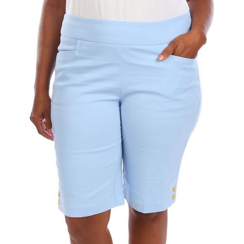 Coral Bay Plus Solid Button Hem Shorts