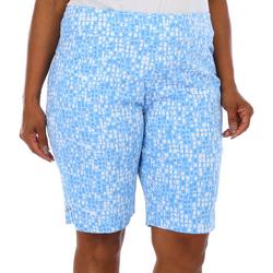 Plus 11in. Tile Print Grommet With Tab Shorts