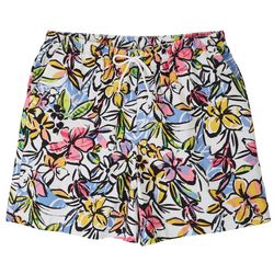 Coral Bay Plus Floral Everyday Twill Drawstring Shorts