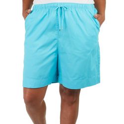 Coral Bay Plus Solid Drawstring Twill Shorts