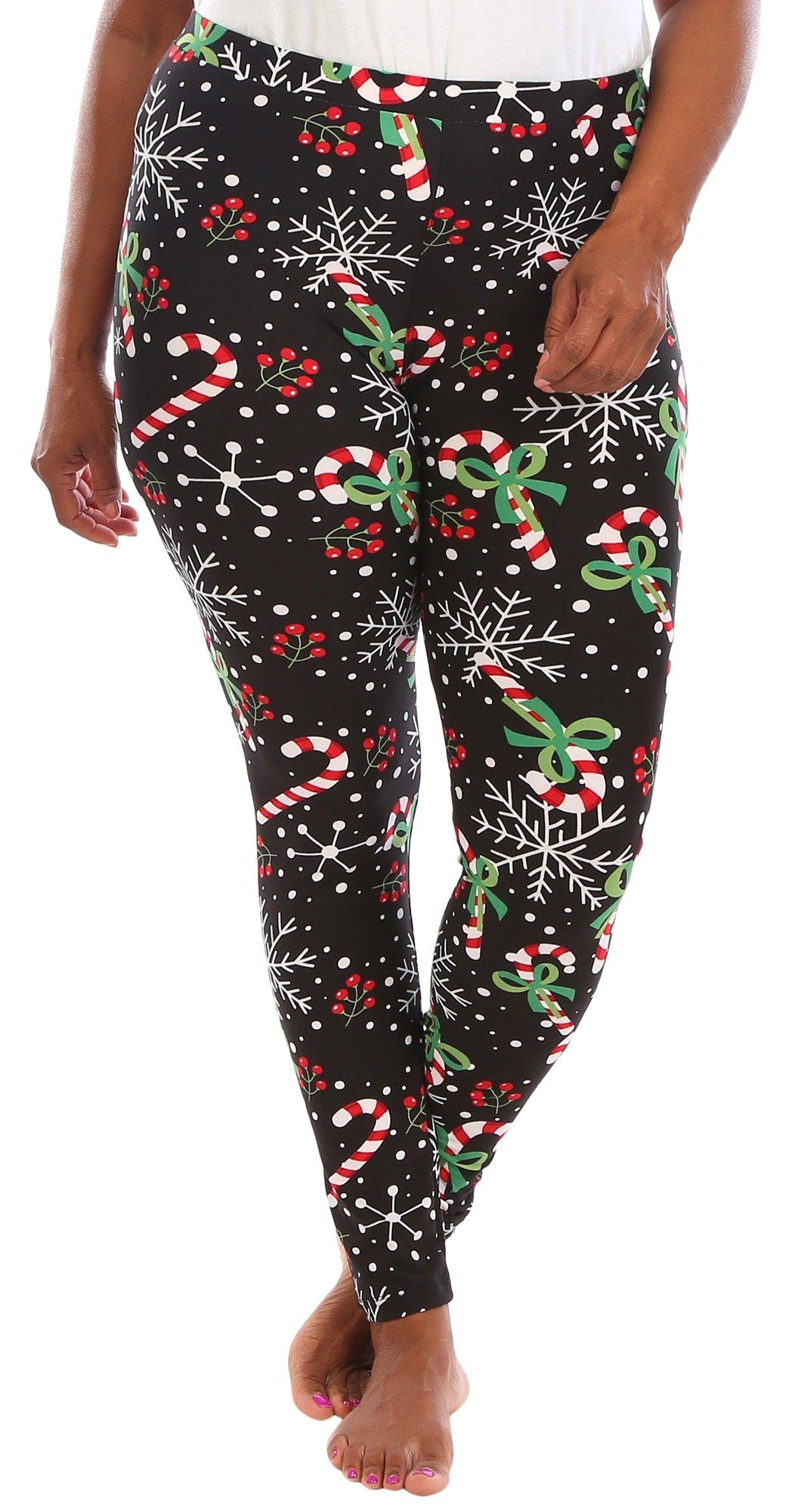 Plus Christmas Candy Canes Leggings