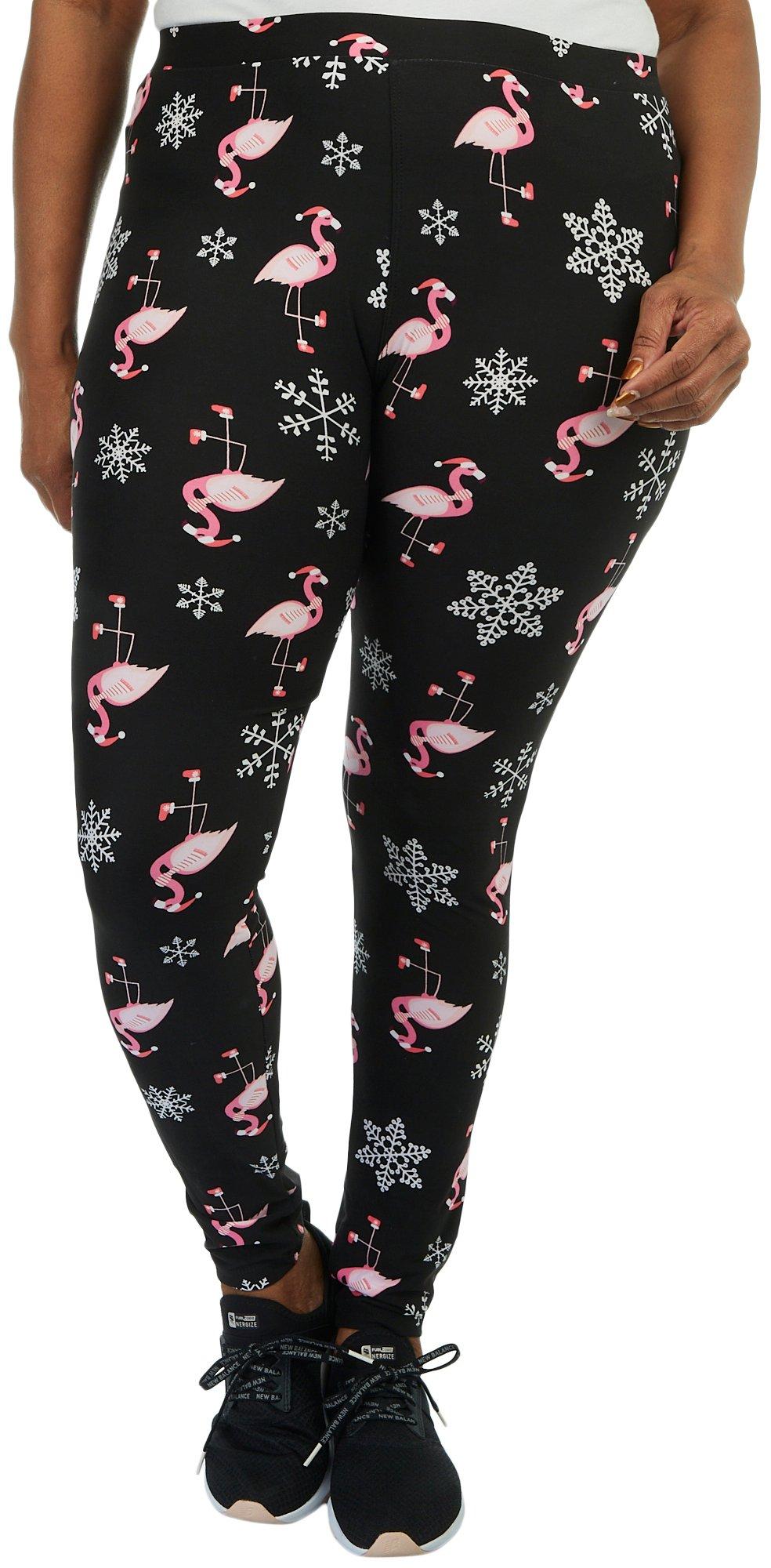 Plus Christmas Flamingos Leggings