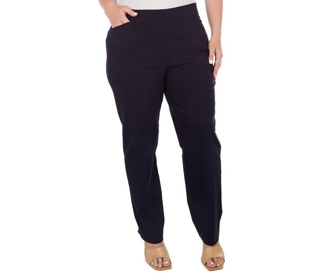Coral Bay Womens Favorite Fit Slimming Solid Pocket Pants