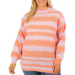 Plus Stripes Pull Over Long Sleeve Sweater