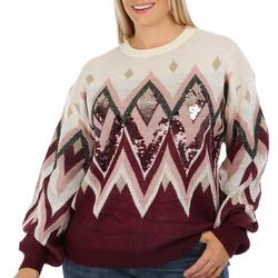Plus Sequin Geometric Print Pull Over Sweater