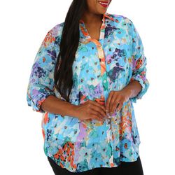 Figueroa and Flower Plus Floral Button Down Top