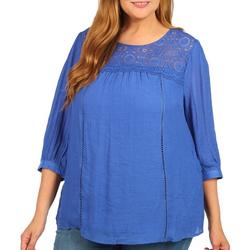 Plus Lace Embellished 3/4 Sleeve Top