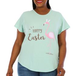 Jantzen Plus Easter Bunny Flamingo Short Sleeve T-Shirt