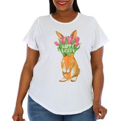 Jantzen Plus Happy Easter Tulips Short Sleeve T-Shirt