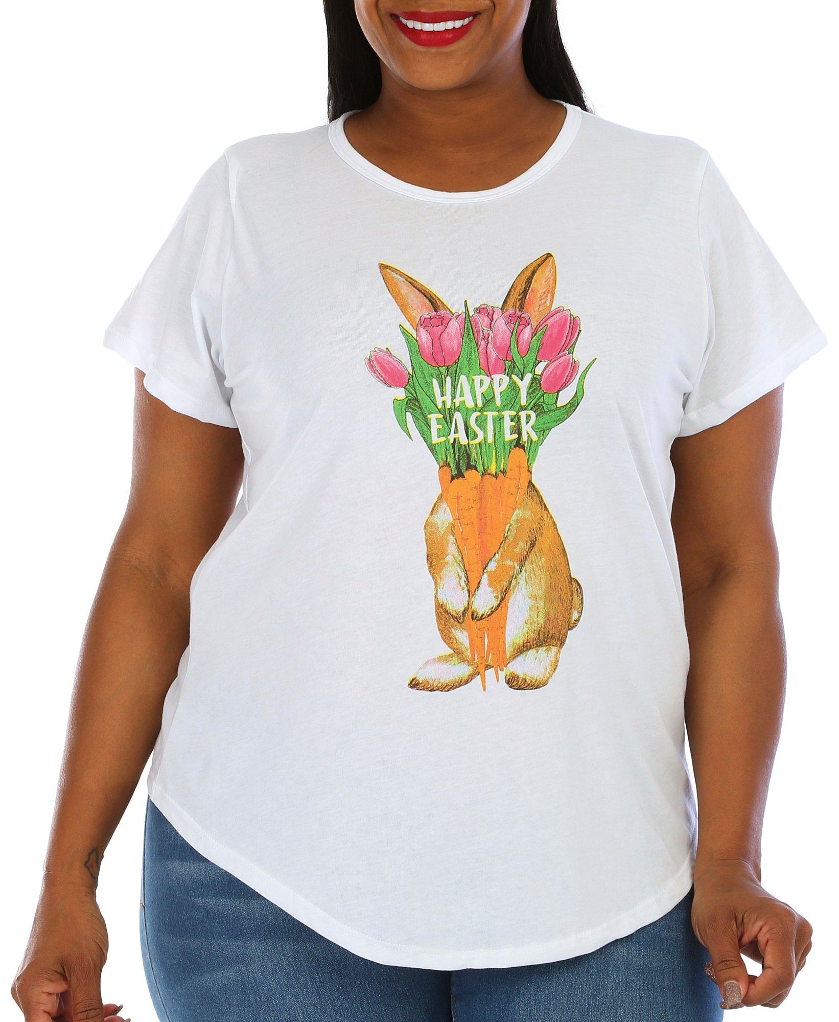 Plus Happy Easter Tulips Short Sleeve T-Shirt