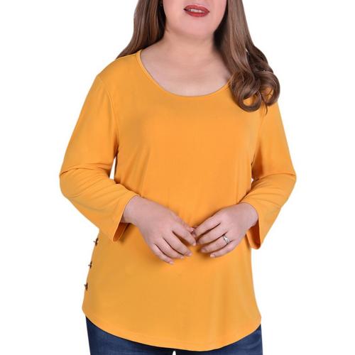 Notations Plus Side Toggle 3/4 Sleeve Top