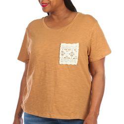 Bunulu Plus Solid Lace Pocket T-Shirt