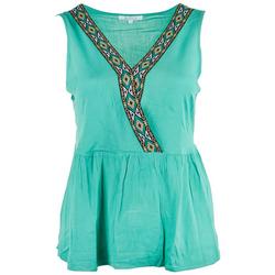 Plus Solid Embroidered Sleeveless Top
