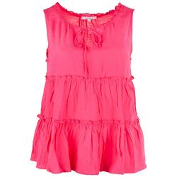 Plus Solid Ruffle Tiered Sleeveless Top