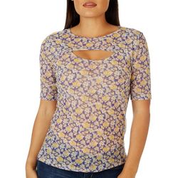 Cha Cha Vente Plus Floral Tight Elbow Short Sleeve Top
