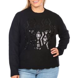 Blue Sol Plus Sequin Pullover Long Sleeve Sweaters