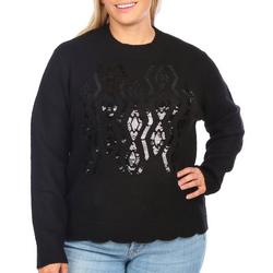 Plus Sequin Pullover Long Sleeve Sweaters