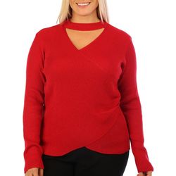 Blue Sol Plus Ribbed Surplice Long Sleeve Sweater