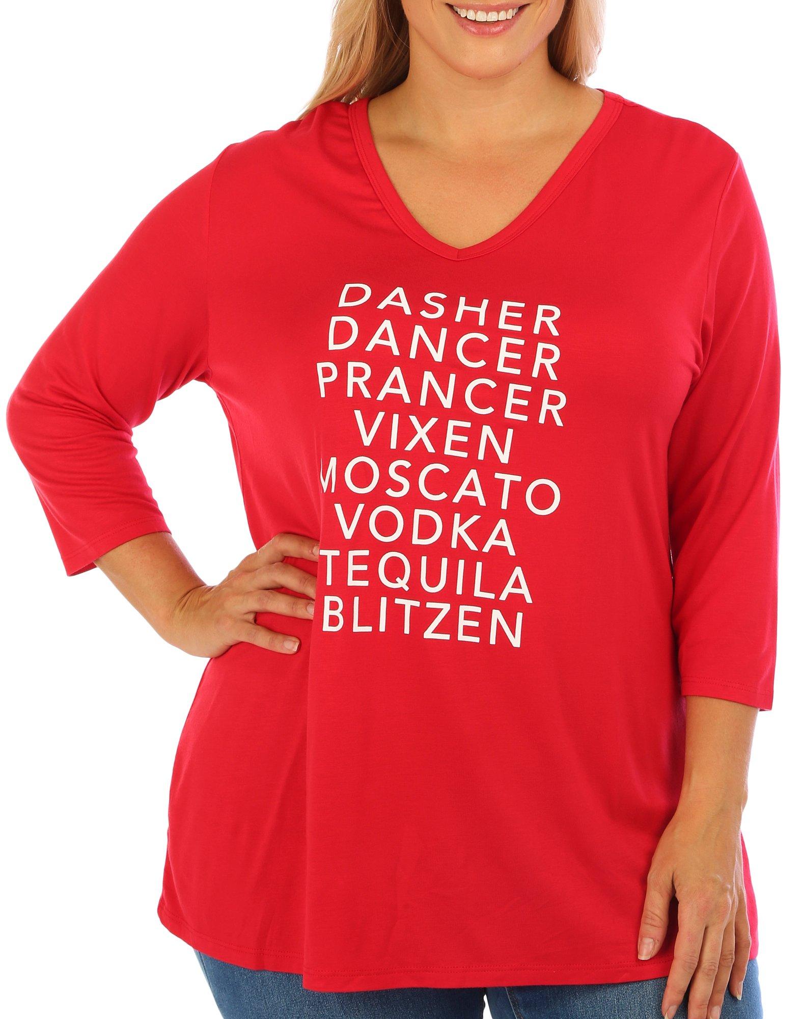Scarlett Plus Holiday Print Long Sleeve Ruched Top