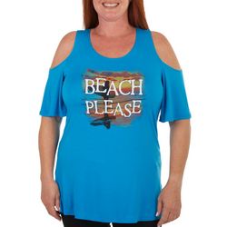Scarlett Plus Beach Please Print Cold Shoulder T-Shirt